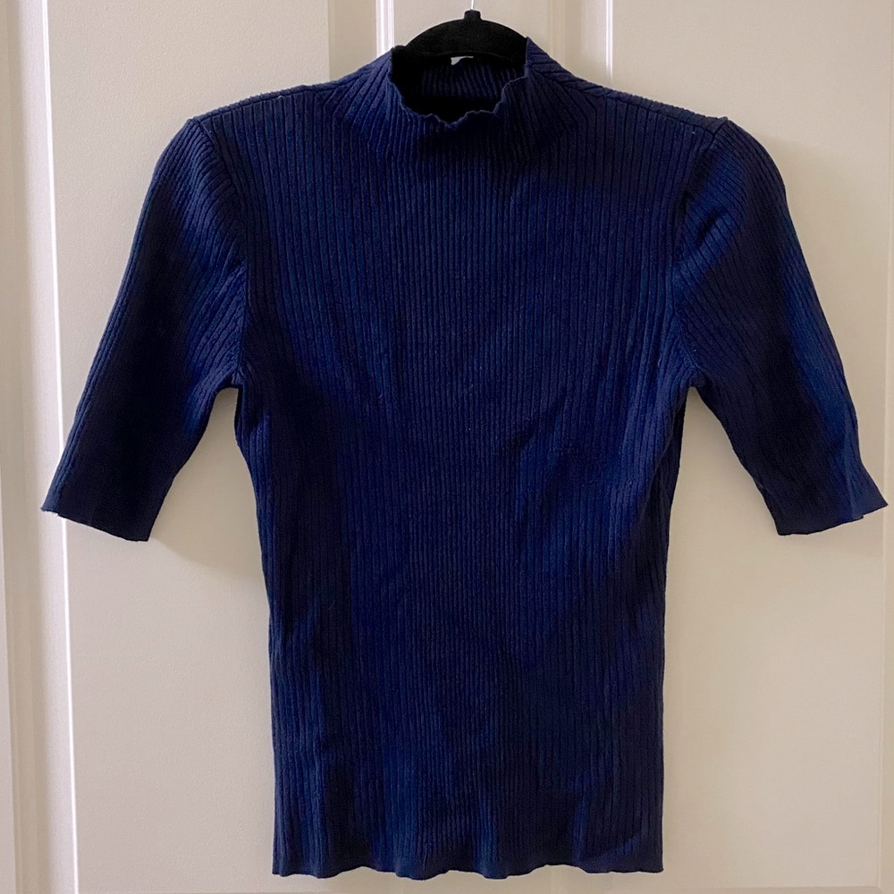 INC navy sweater ribbed